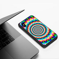 Чехол iPhone XS Max матовый Радужная оптическая иллюзия, цвет: 3D-черный — фото 2