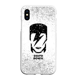 Чехол iPhone XS Max матовый David Bowie с потертостями на светлом фоне, цвет: 3D-белый
