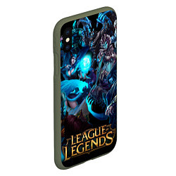 Чехол iPhone XS Max матовый Коллаж LoL - Legue of Legends, цвет: 3D-темно-зеленый — фото 2