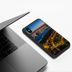 Чехол iPhone XS Max матовый Ночной город с высоты, цвет: 3D-черный — фото 2