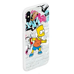 Чехол iPhone XS Max матовый Барт Симпсон на фоне стены с граффити, цвет: 3D-белый — фото 2