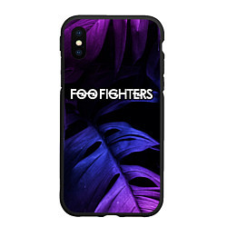 Чехол iPhone XS Max матовый Foo Fighters neon monstera, цвет: 3D-черный