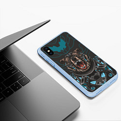 Чехол iPhone XS Max матовый Кибер медведь, цвет: 3D-голубой — фото 2