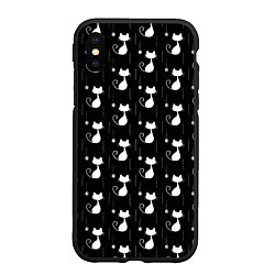 Чехол iPhone XS Max матовый Чёрные Коты С Клубками Шерсти