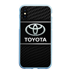 Чехол iPhone XS Max матовый Toyota Карбон, цвет: 3D-голубой