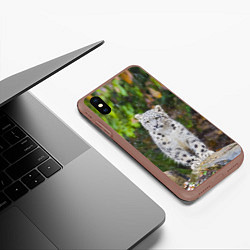 Чехол iPhone XS Max матовый Молодой барс и первые снежинки, цвет: 3D-коричневый — фото 2