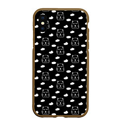 Чехол iPhone XS Max матовый Милые Спящие Мордочки Котов и Облака, цвет: 3D-коричневый