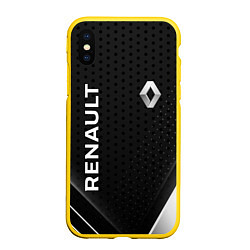 Чехол iPhone XS Max матовый Renault абстракция спорт, цвет: 3D-желтый