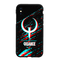Чехол iPhone XS Max матовый Quake в стиле glitch и баги графики на темном фоне, цвет: 3D-черный