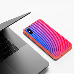 Чехол iPhone XS Max матовый Оптическая иллюзия с линиями, цвет: 3D-красный — фото 2