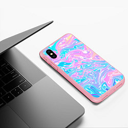 Чехол iPhone XS Max матовый Liquid holographic waves, цвет: 3D-баблгам — фото 2