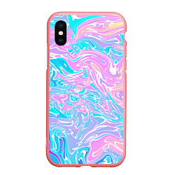 Чехол iPhone XS Max матовый Liquid holographic waves, цвет: 3D-баблгам