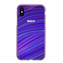 Чехол iPhone XS Max матовый Абстрактные волны Wave - фиолетовые, цвет: 3D-фиолетовый