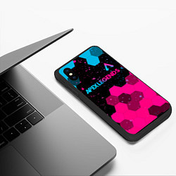 Чехол iPhone XS Max матовый Apex Legends - neon gradient: символ сверху, цвет: 3D-черный — фото 2