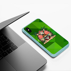 Чехол iPhone XS Max матовый Лето: череп и серфинг, цвет: 3D-мятный — фото 2