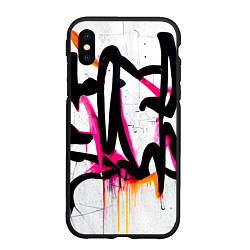 Чехол iPhone XS Max матовый Крупные граффити узоры, цвет: 3D-черный