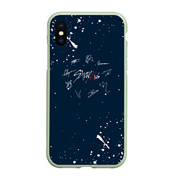 Чехол iPhone XS Max матовый Stray Kids - брызги, цвет: 3D-салатовый