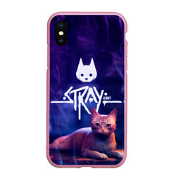 Чехол iPhone XS Max матовый Stray кот - дымок - neon, цвет: 3D-розовый