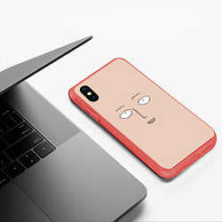 Чехол iPhone XS Max матовый One-Punch man Saitama face, цвет: 3D-красный — фото 2