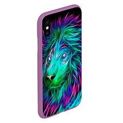 Чехол iPhone XS Max матовый Светящийся неоновый лев, цвет: 3D-фиолетовый — фото 2