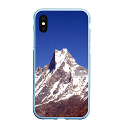 Чехол iPhone XS Max матовый Мачапучаре, священная гора - дом бога Шивы, закрыт, цвет: 3D-голубой