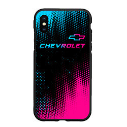 Чехол iPhone XS Max матовый Chevrolet - neon gradient: символ сверху