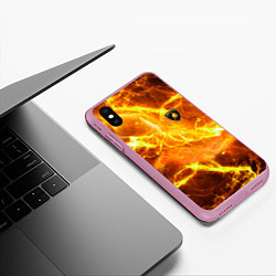 Чехол iPhone XS Max матовый Lamborghini - яркие молнии, цвет: 3D-розовый — фото 2