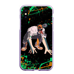 Чехол iPhone XS Max матовый Дэндзи на корточках, цвет: 3D-светло-сиреневый