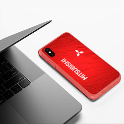 Чехол iPhone XS Max матовый Mitsubishi sport - абстракция, цвет: 3D-красный — фото 2