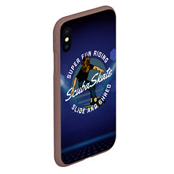 Чехол iPhone XS Max матовый Скейтер - аквалангист, цвет: 3D-коричневый — фото 2