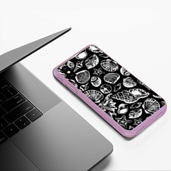 Чехол iPhone XS Max матовый Паттерн из морских ракушек, цвет: 3D-сиреневый — фото 2