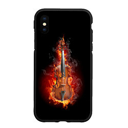 Чехол iPhone XS Max матовый Скрипка в огне, цвет: 3D-черный