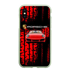Чехол iPhone XS Max матовый Porsche - авто, цвет: 3D-салатовый