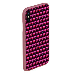 Чехол iPhone XS Max матовый Poppy Playtime - Kissy Missy Pattern - Huggy Wuggy, цвет: 3D-малиновый — фото 2