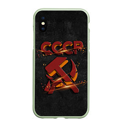 Чехол iPhone XS Max матовый Серп и молот символ СССР, цвет: 3D-салатовый