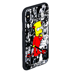 Чехол iPhone XS Max матовый Барт Симпсон - чёрт на фоне своих подопечных, цвет: 3D-черный — фото 2