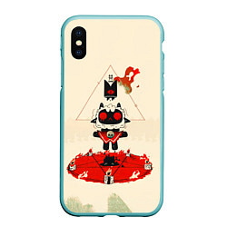 Чехол iPhone XS Max матовый Cult of the lamb art, цвет: 3D-мятный