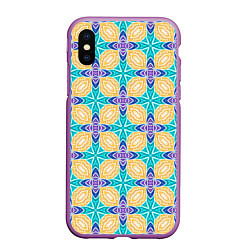 Чехол iPhone XS Max матовый Мозаика лепестки, цвет: 3D-фиолетовый