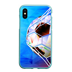 Чехол iPhone XS Max матовый Футбольный мяч в сетке ворот, цвет: 3D-мятный