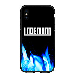 Чехол iPhone XS Max матовый Lindemann blue fire, цвет: 3D-черный