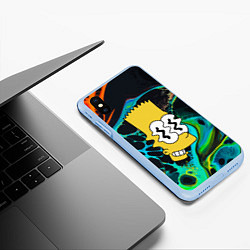 Чехол iPhone XS Max матовый Голова Барта Симпсона - глитч, цвет: 3D-голубой — фото 2