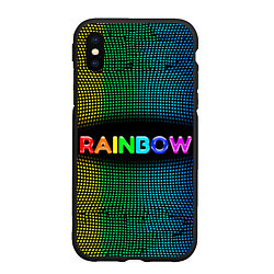 Чехол iPhone XS Max матовый Радужные точки - Rainbow, цвет: 3D-черный