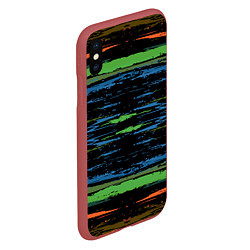 Чехол iPhone XS Max матовый Мазки цветной краской paint strokes abstract, цвет: 3D-красный — фото 2