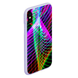 Чехол iPhone XS Max матовый Абстрактное множество неоновых лучей, цвет: 3D-светло-сиреневый — фото 2