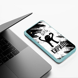 Чехол iPhone XS Max матовый Кот ъуъ Кирилл, цвет: 3D-мятный — фото 2
