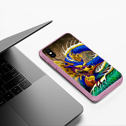 Чехол iPhone XS Max матовый Разноцветный Японский Дракон, цвет: 3D-розовый — фото 2