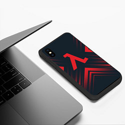 Чехол iPhone XS Max матовый Красный символ Half-Life на темном фоне со стрелка, цвет: 3D-черный — фото 2