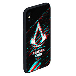 Чехол iPhone XS Max матовый Assassins Creed в стиле glitch и баги графики на т, цвет: 3D-черный — фото 2