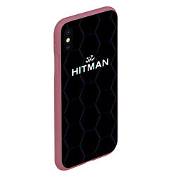 Чехол iPhone XS Max матовый Hitman соты неон, цвет: 3D-малиновый — фото 2
