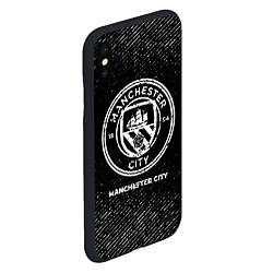 Чехол iPhone XS Max матовый Manchester City с потертостями на темном фоне, цвет: 3D-черный — фото 2